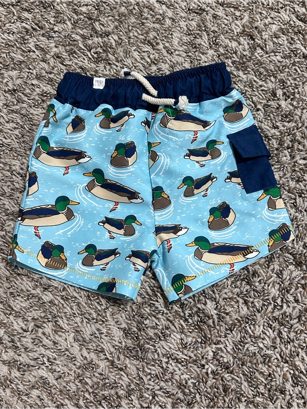 Mud Pie boys infant Light Blue Mallard Duck Swim trunks size 6-9 months